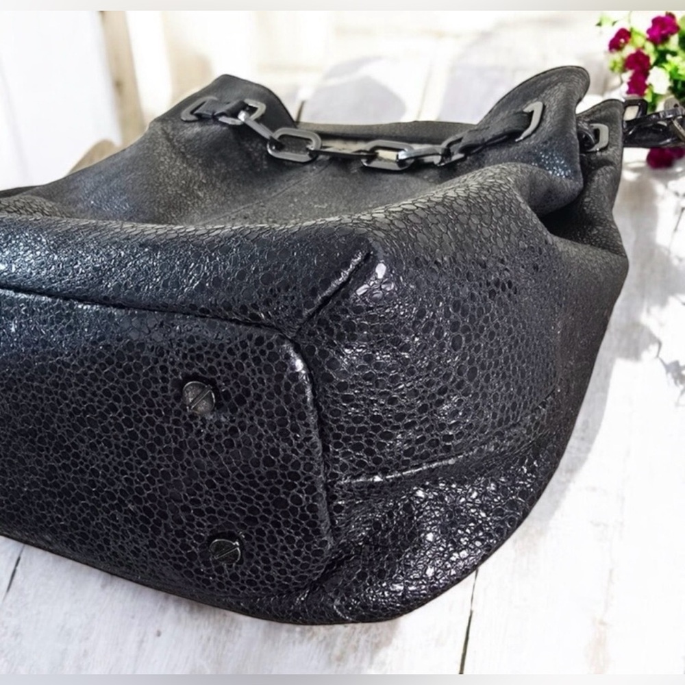 EUC Tory Burch Large Natalya Hobo Black Leather Snake/Bag - Picture 6 of 11